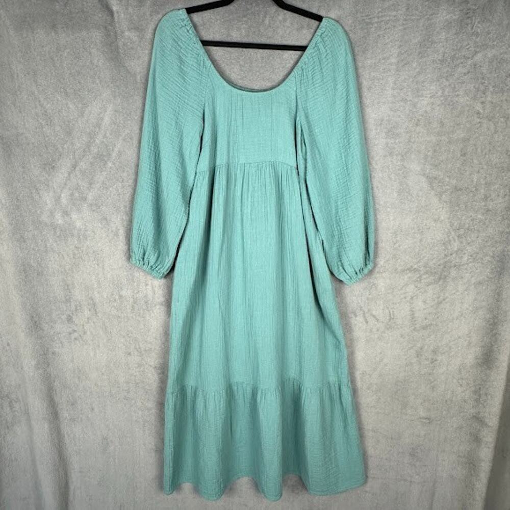 Universal Thread Dress Womens Extra Small Green Gauzey Peasant Cottage Milkmaid - Picture 2 of 15